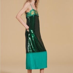 Zara sequin green dress